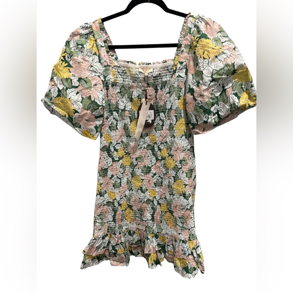 NWT byTiMo Festive Cotton Smocked Minidress Dandelion Floral Size Medium - Picture 5 of 8